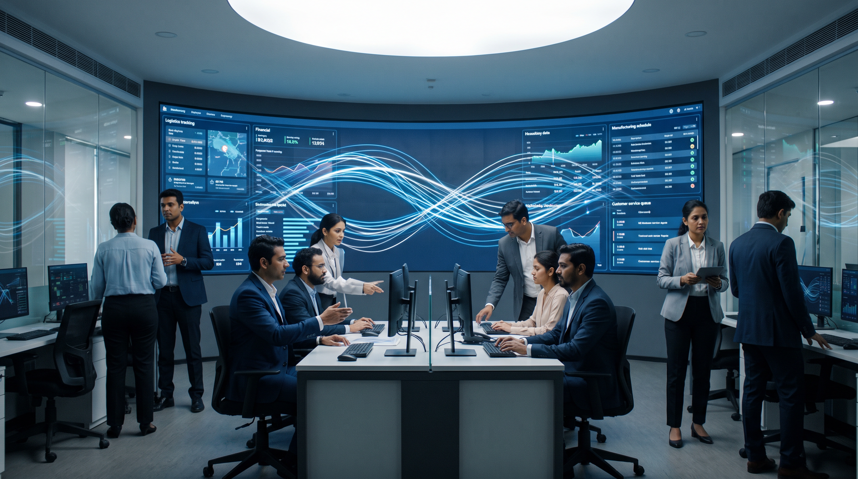 Indian operations team supervising autonomous AI workflows across business systems