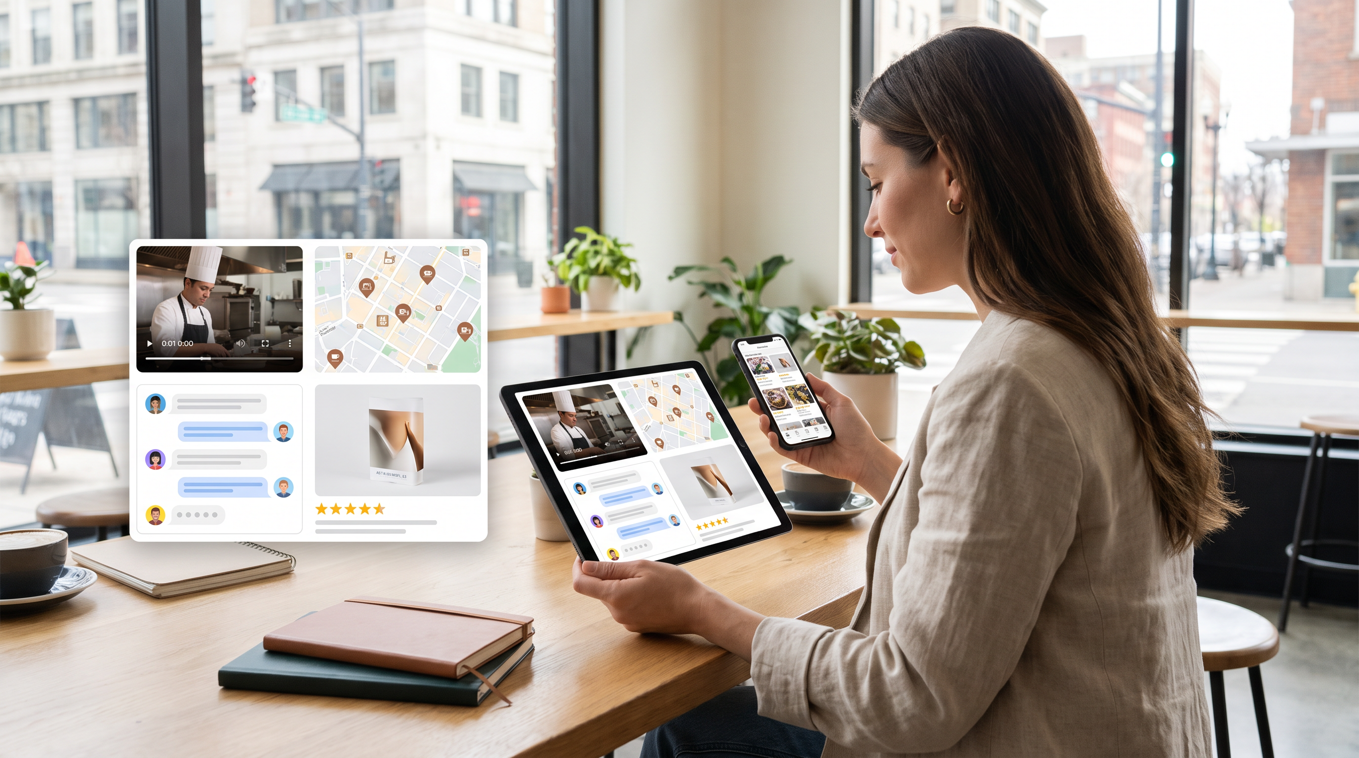 Discovery journey combining short video, local recommendations, community answers and reviews